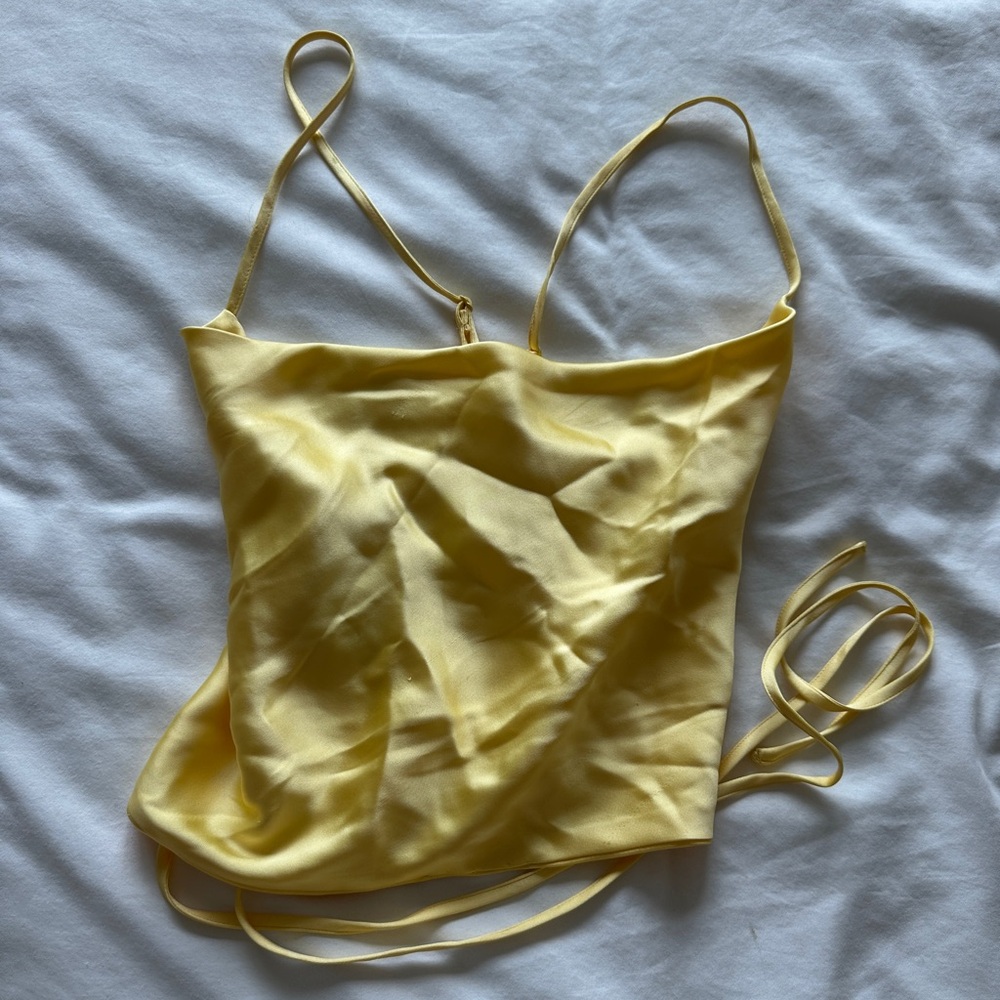 Garage Yellow Ruched Tie Front Camisole